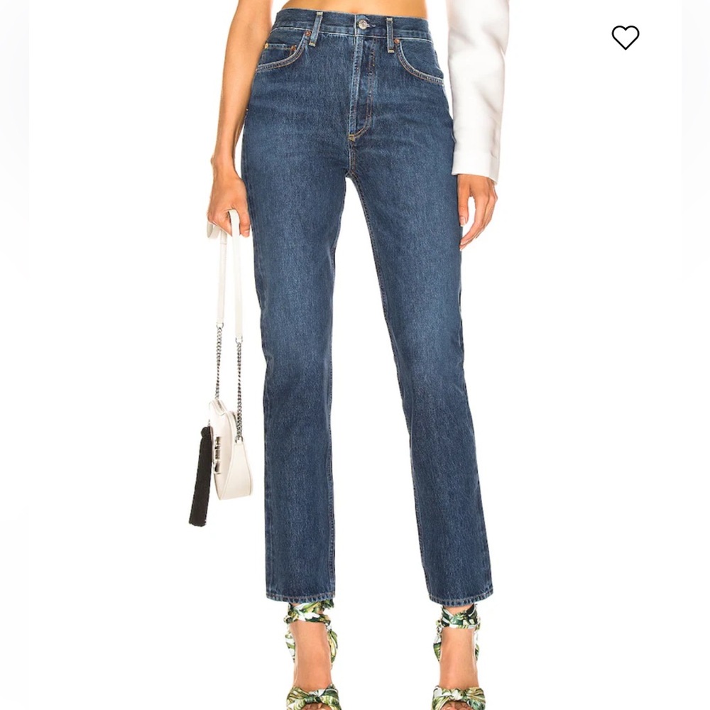 Agolde Women's Straight Leg Jeans in Dark Blue Denim